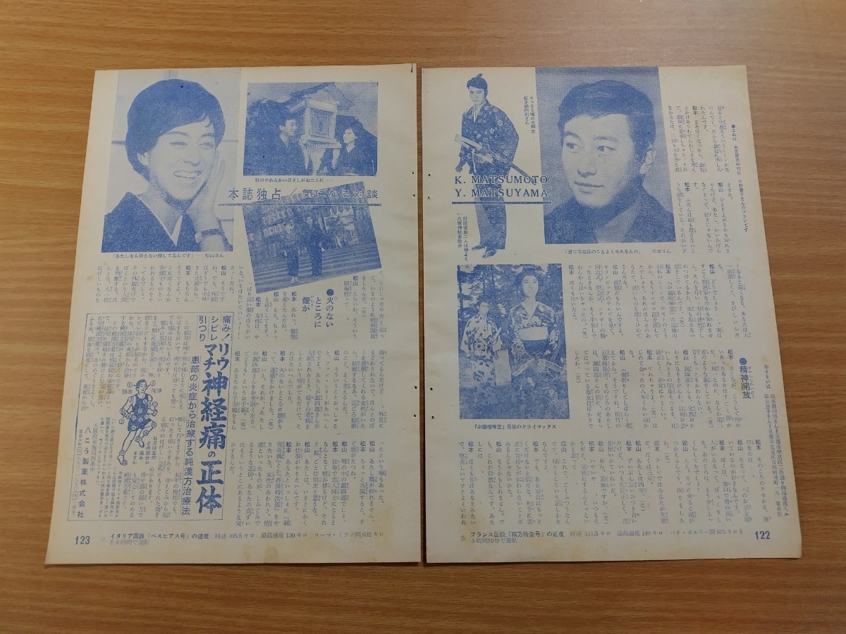 切抜き/対談 松本錦四郎 松山容子/平凡1965年1月号掲載_画像2