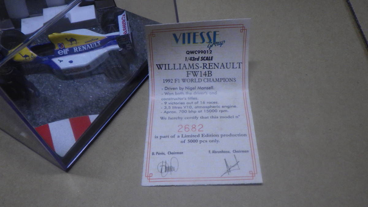 15 ビテス 1/43 WILLIAMS-Renault FW114B フィギュア付 パーツ外れ現状_画像7