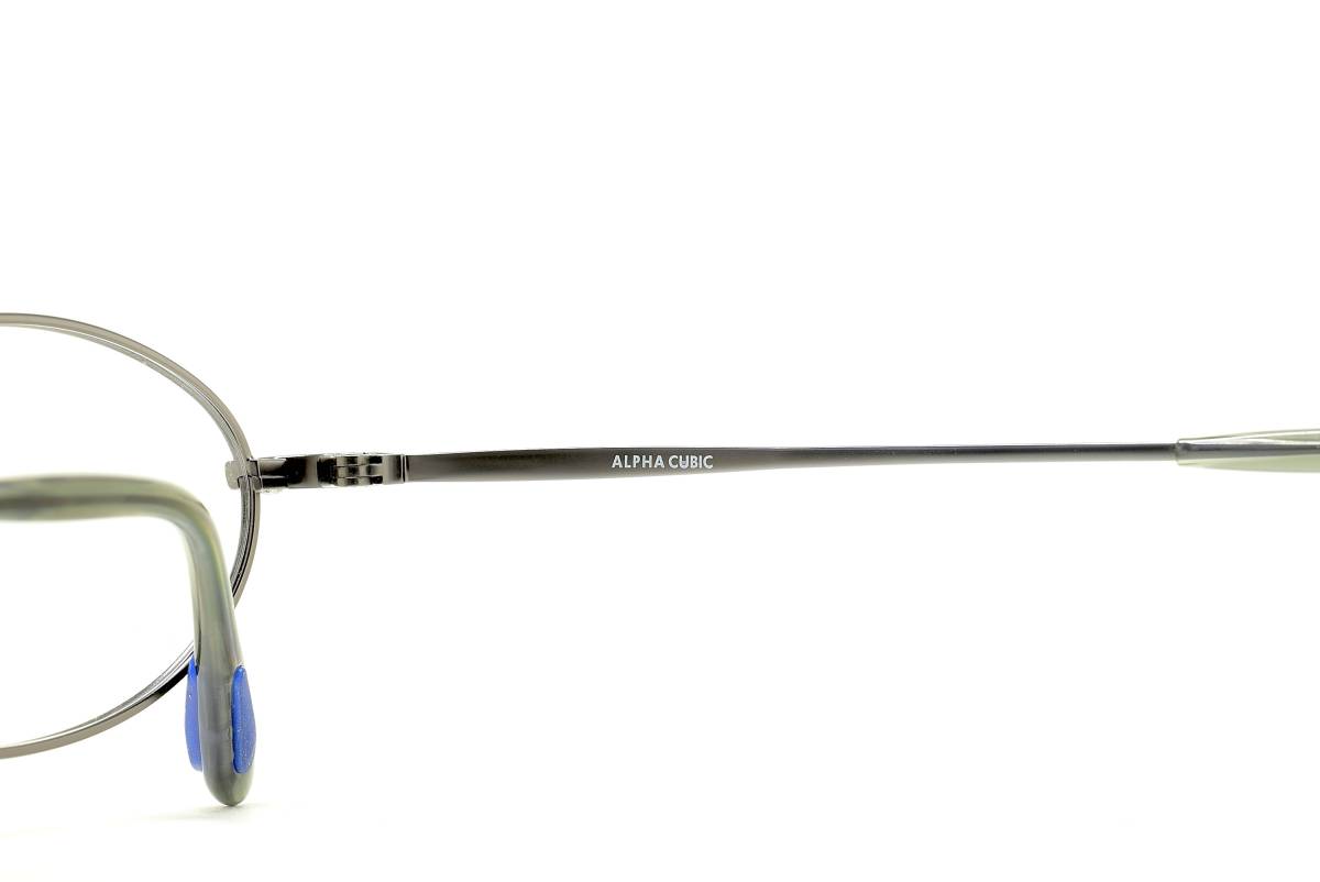 デッドストック ALPHA CUBIC AL-42 50-17 オーバル フルリム メガネ サングラス フレーム マットグレーの画像3
