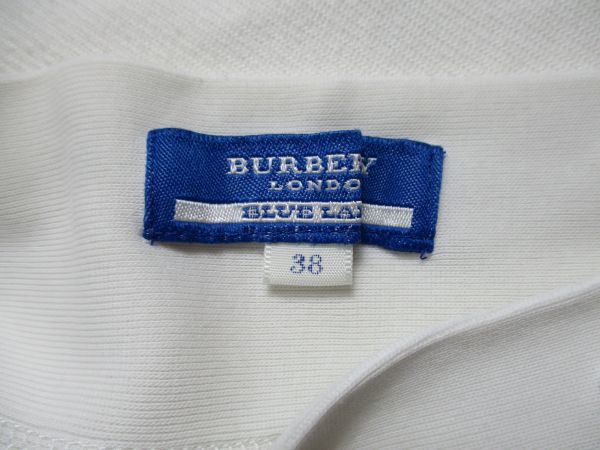 BF445【BURBERRY・バーバリー　 ブルーレーベル】ロゴワッペン　ノースリーブ　綿64％　カットソー　女性　白　38_画像8
