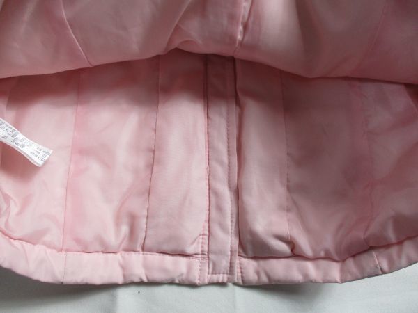 BF411【HOOP・フープ】ロゴ刺繍　フード取外可　ダウン50％　暖か　ダウンジャケット　女児　淡赤　110_記名があります