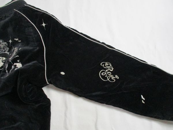BF461[RONI*ro knee ] Logo embroidery frontal cover embroidery with cotton Japanese sovenir jacket woman . black L (146-154)