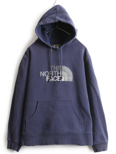 ノースフェイス フロッキー プリント スウェット フード パーカー メンズ L 古着 The North Face プルオーバー 裏起毛 トレーナー スエット_画像1