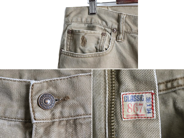  Polo Ralph Lauren распорка цвет Denim брюки 36 34 б/у одежда POLO джинсы 5 карман ji- хлеб молния fly хаки CLASSIC 867