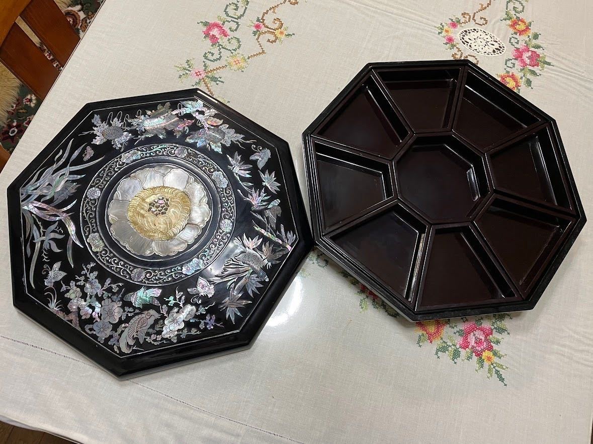 螺鈿　重箱一段　八角形　韓国螺鈿細工　漆器　伝統工芸品　小物入れ_画像3