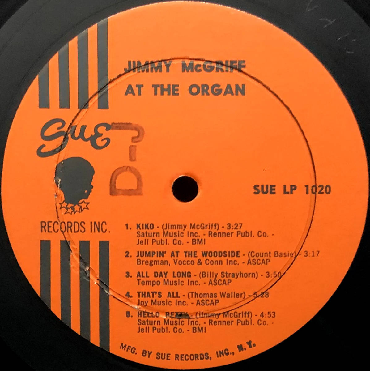 ★US ORIG MONO LP★JIMMY McGRIFF/At The Organ 1964年 初回深溝オレンジラベル 音圧凄 FUNKY ORGAN JAZZ傑作 SUE RECORDS_画像3