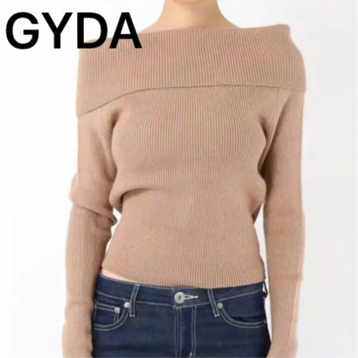 新品GYDAオフショルリボンニットTOPS