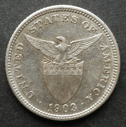 【フィリピン】20センタボ銀貨(銀品位900)　KM#166　1903年_画像2