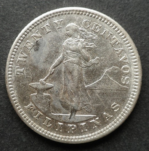【フィリピン】20センタボ銀貨(銀品位900)　KM#166　1903年_画像1