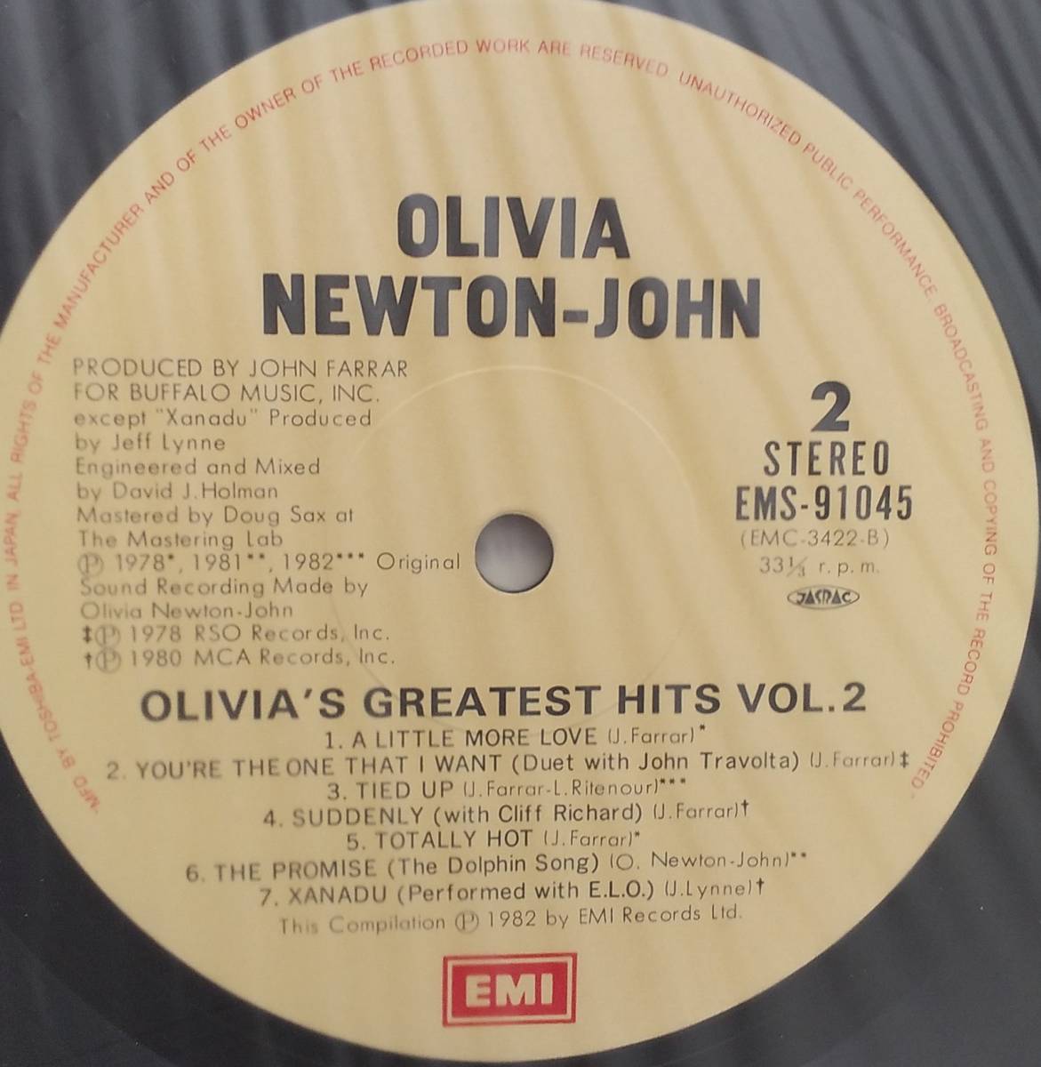 匿名・送料無料！　オリビア・ニュートン・ジョン/Olivia Newton-John　LP　「グレイテスト・ヒッツ Vol.2/Olivia's Greatest Hits Vol. 2