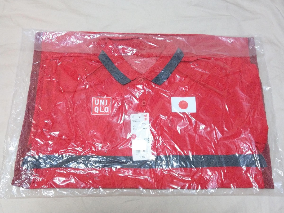 Lサイズ★新品 錦織圭 モデル ユニクロ NKドライEX ポロシャツ　テニスウェア 東京オリンピック2020 2021 レッド 赤色 廃盤_画像2
