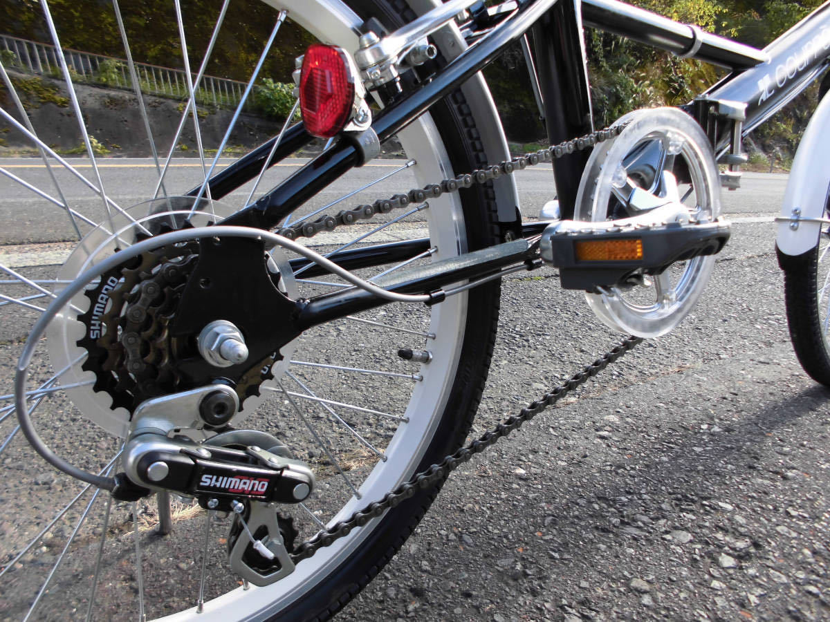 1円～courreges 折り畳み自転車 SHIMANO 6速 20インチ 黒色 9488_画像7