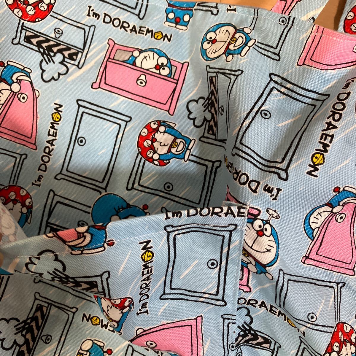 * miscellaneous goods bag [ Doraemon pattern bag ] length width 35cm about handmade bag eko-bag hand made .