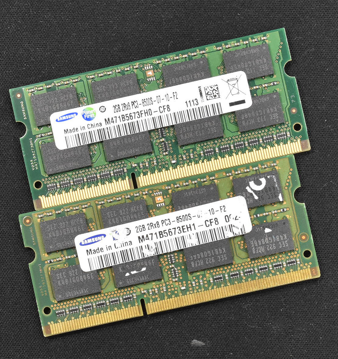 4GB (2GB 2枚組) PC3-8500S DDR3-1066 S.O.DIMM 204pin 2Rx8 ノートPC用メモリ 16chip Samsung 2G 4G Core2系対応可能 (管:SA3712_画像1