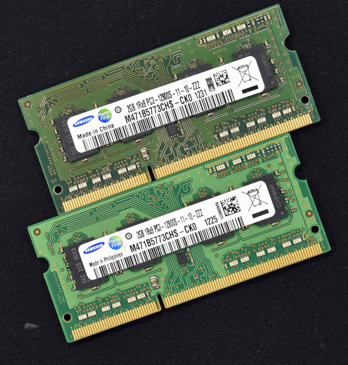 4GB (2GB 2枚組) PC3-12800S DDR3-1600 S.O.DIMM 204pin 1Rx8 ノートPC用メモリ 8chip SAMSUNG サムスン 2G 4G (管:SA3683 x4s_画像1