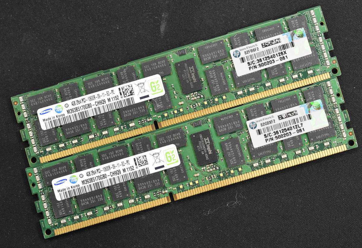 8GB (4GB 2枚組) DDR3 PC3-10600R DDR3-1333 DDR3 REG 2Rx4 240pin ECC Registered SAMSUNG サーバー MacPro向け (管:SA5342 x3s_画像1