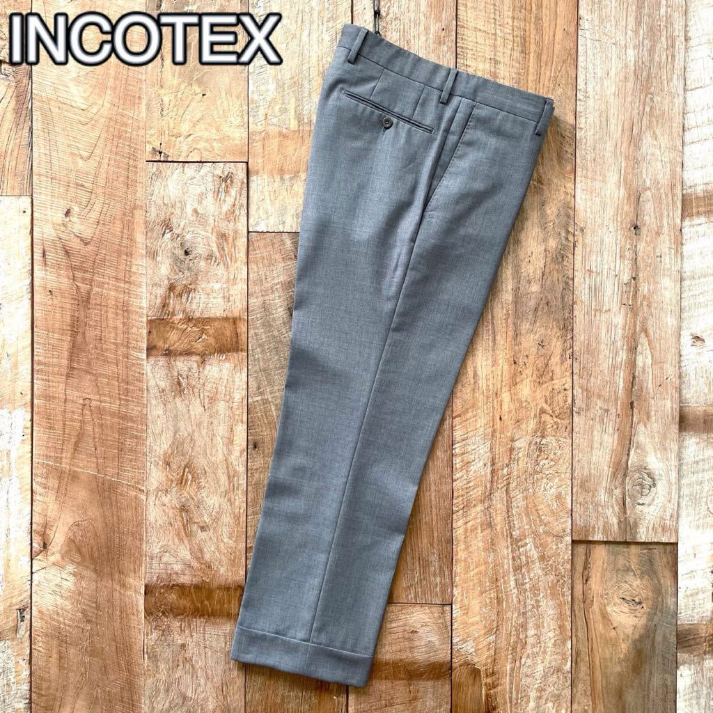 【極美品】INCOTEX インコテックス テーパード ウール スラックス パンツ 46 グレー BEAMSF取扱_画像1