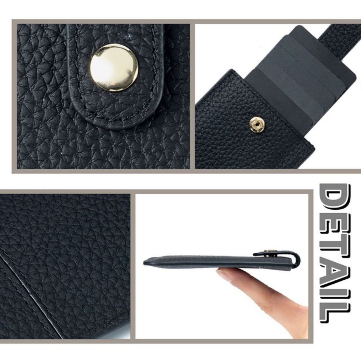 カードケース カード入れ ボタン式  メンズ レディース スリム 薄型 薄い コンパクト スキミング防止 本革 ブラック