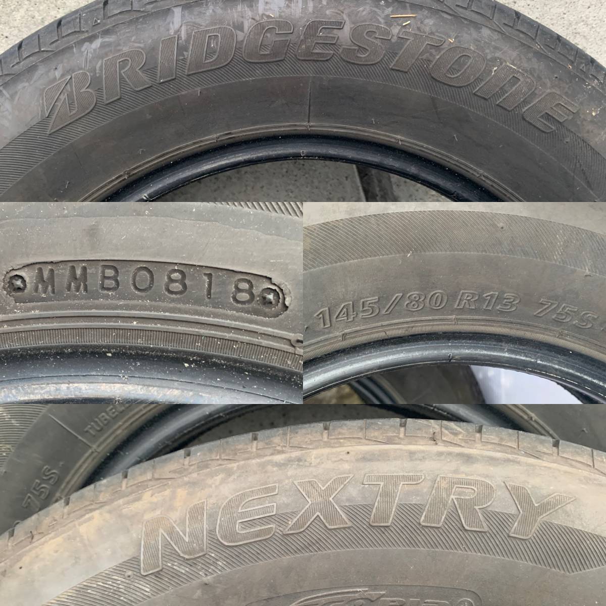 BRIDGESTONE NEXTRY ecopia 145/80R13 75R 18年 溝あり!! デュエット/モコ/N-BOX/キャロル/プレオ/ルクラ/アルト/スペーシア/ミラ他_画像2