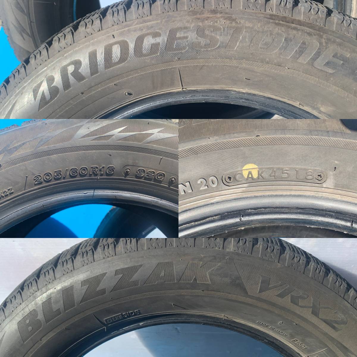 BRIDGESTONE BLIZZAK VRX2 205/60R16 92Q 18年 バリ溝!! エスティマ/ノア/ヴォクシー/プリウスα/マークⅡクリオス/グロリア/エクシーガ他_画像4