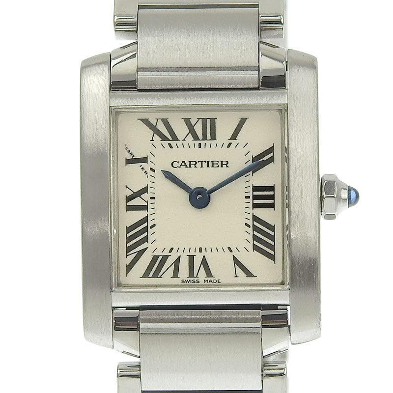 カルティエ CARTIER タンクフランセーズSM レディース クォーツ 腕時計 SS ホワイト文字盤 W51008Q3 中古 新入荷 CA0455