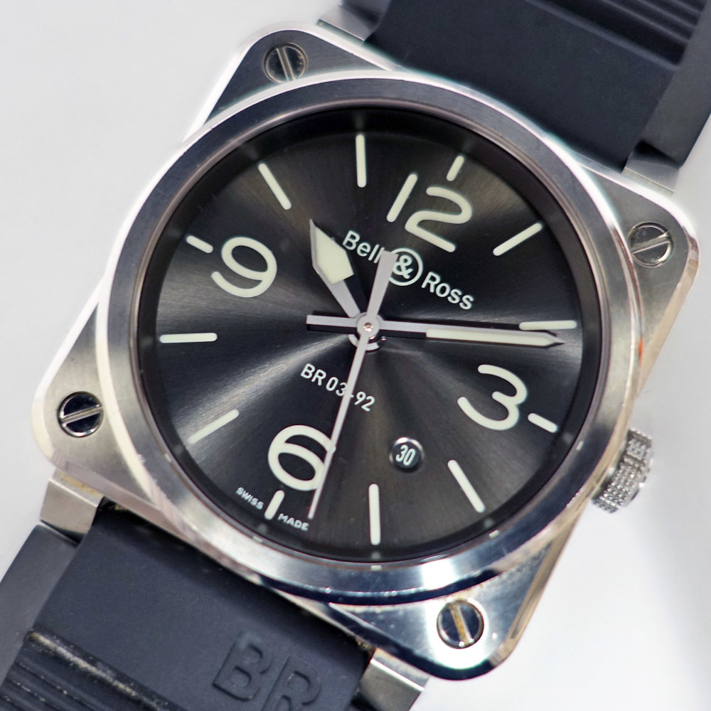 【栄】BELL&ROSS ベル＆ロス BR0392-GC3-ST/SCA グレー メンズ SS ラバー 自動巻き 腕時計 その他 男_画像2