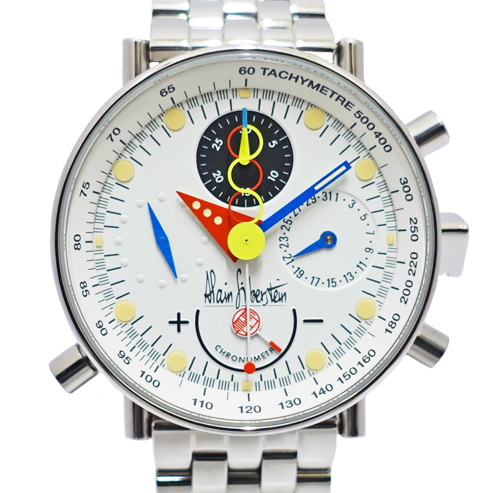 【栄】アランシルベスタイン クロノラトラパンテ 100本限定 ホワイト メンズ SS 自動巻 腕時計 その他 男