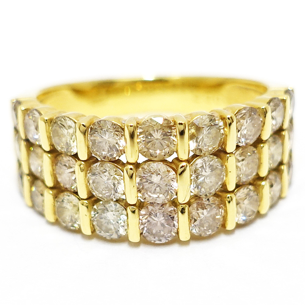 激安正規 【栄】K18YG ダイヤモンド 2.00ct パヴェ デザイン リング 指輪 750YG 高級 ジュエリー シンプル イエローゴールド