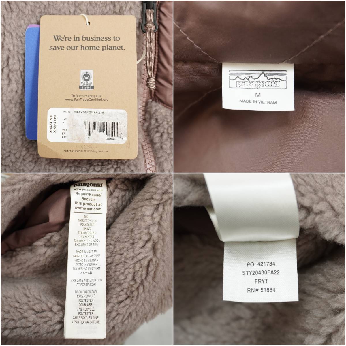 Patagonia Reversible Woolyester Pile Jacket 304094 パタゴニア リバーシブル ウール ポリエステル パイルジャケット フリース 新品