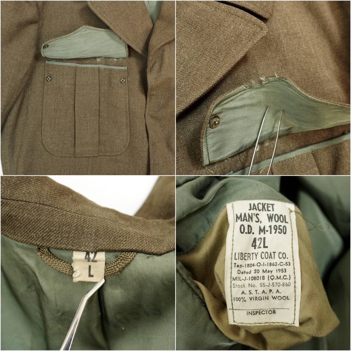 US ARMY M-1950 IKE JACKET 1953s 42L 304157 Vintage アメリカ軍 アイクジャケット 1950年代 ウールフィールドジャケット ヴィンテージ_画像10