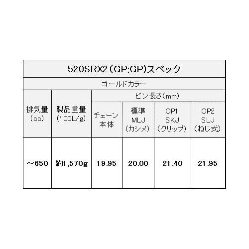 EKチェーン(江沼チェーン) バイク SRXシリーズ 520SRX2-120L ゴールド_画像2