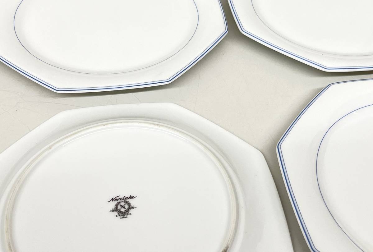 ヴィンテージ 1990年頃 ティーセット ＊NORITAKE ノリタケ ティーカップ コーヒーカップ ケーキ皿 パスタ皿 他 ブルーライン 陶器 業務用_画像9