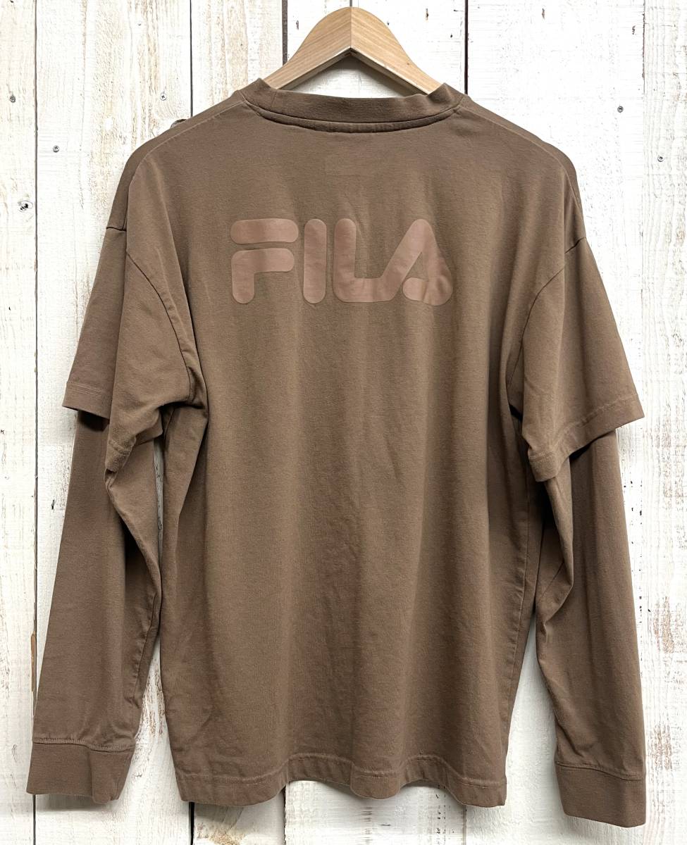 メンズ スポーツウェア ＊FILA フィラ ＊レイヤード ロングスリーブTシャツ ロンT M size ベージュ FM5955 DAC(22)2108 ＊リラックスウェア_画像4