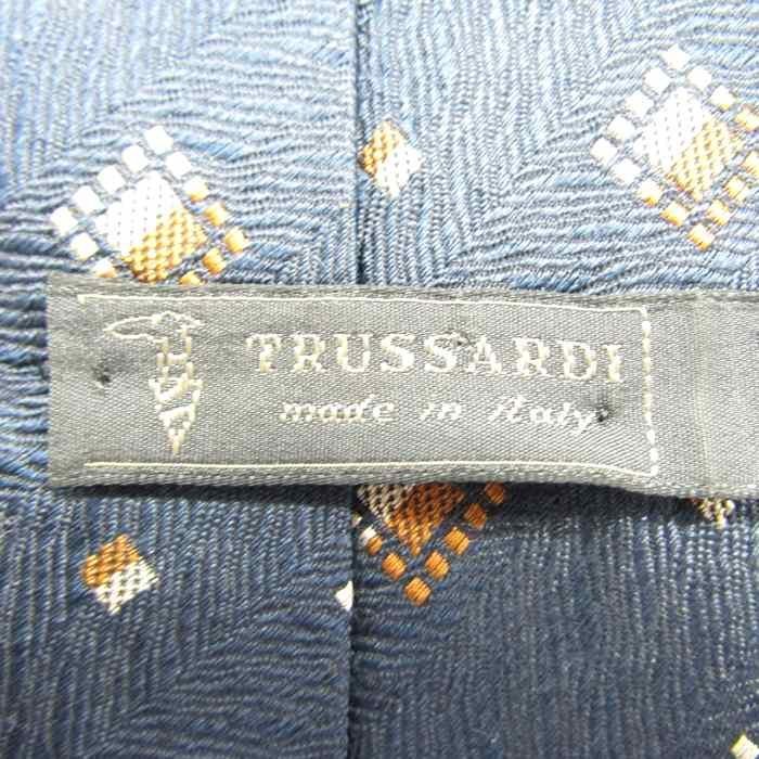 トラサルディ ブランド ネクタイ シルク 小紋柄 総柄 メンズ ネイビー TRUSSARDI_画像4