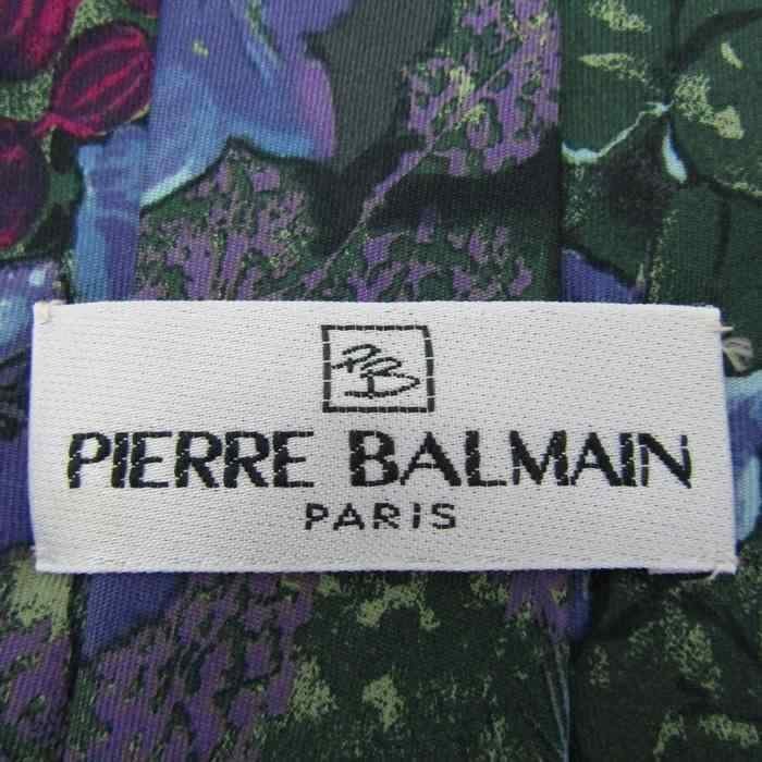 ピエールバルマン ブランドネクタイ 総柄 リーフ柄 花柄 シルク イタリア製 メンズ ブルー PIERRE BALMAIN_画像4