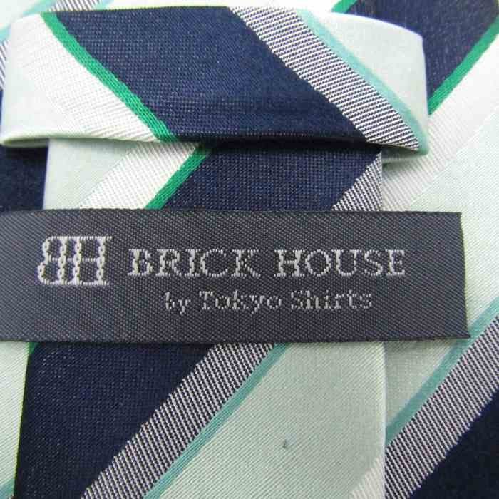 ブリックハウス ブランド ネクタイ シルク ストライプ柄 東京シャツ メンズ ネイビー BRICK HOUSE_画像4