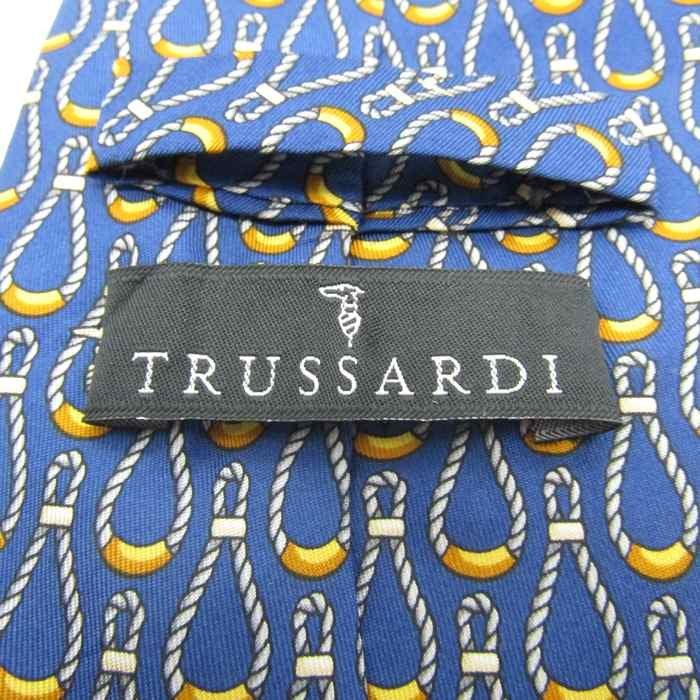 トラサルディ ブランド ネクタイ 総柄 パネル柄 ドット シルク イタリア製 メンズ ネイビー TRUSSARDI_画像4