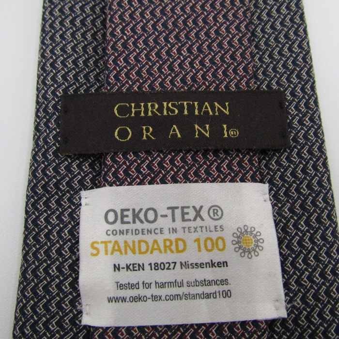 クリスチャン オラーニ ブランド ネクタイ チェック柄 幾何学模様 シルク 日本製 メンズ ネイビー CHRISTIAN ORANIの画像4
