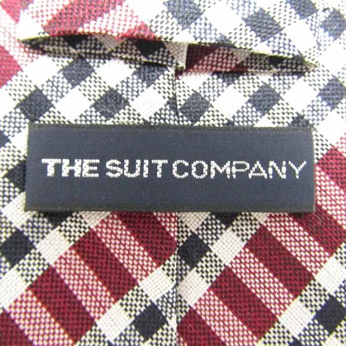 スーツカンパニー ブランドネクタイ チェック柄 格子柄 パネル柄 シルク メンズ ブラック THE SUIT COMPANY_画像4