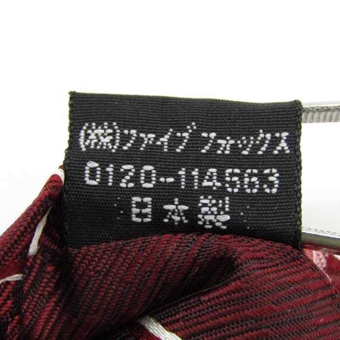 【美品】 コムサ COMME CA ストライプ柄 シルク ライン柄 小紋柄 日本製 ファイブフォックス メンズ ネクタイ レッドの画像6