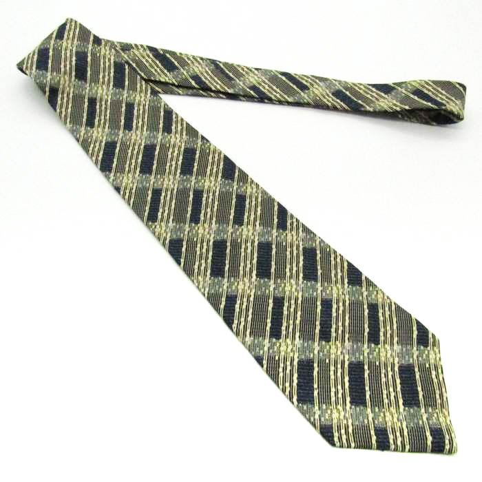 [ beautiful goods ] I m Pro duct im product Issey Miyake check pattern silk .. pattern made in Japan men's necktie navy 