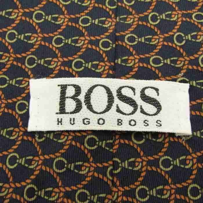 [ beautiful goods ] Hugo Boss HUGO BOSS Germany high class gentleman clothes brand .. pattern silk chain pattern high class men's necktie navy 