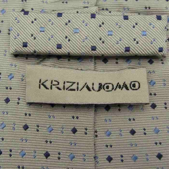【美品】 クリッツィアウォモ KRIZIA UOMO 小紋柄 シルク ドット柄 イタリア製 メンズ ネクタイ グレーの画像4