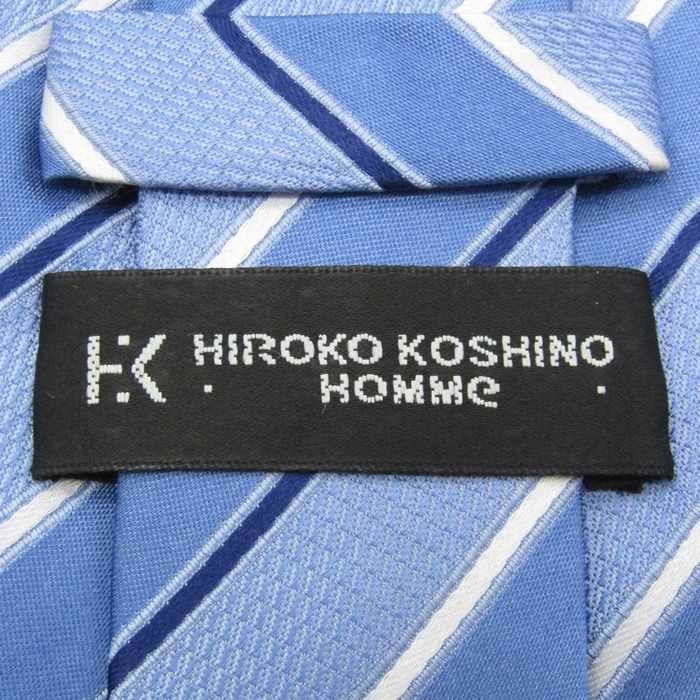 ヒロココシノ HIROKO KOSHINO ストライプ柄 シルク ライン柄 メンズ ネクタイ ブルー_画像4