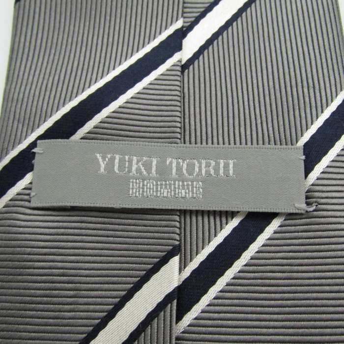  Yuki Torii YUKI TORII stripe pattern sill Klein pattern made in Japan men's necktie gray 