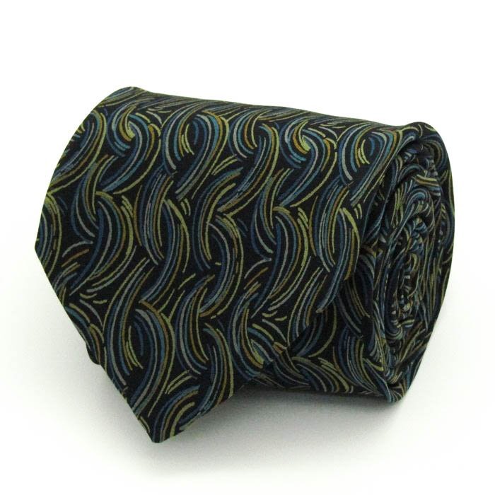 [ beautiful goods ] Issey Miyake ISSEY MIYAKE total pattern sill Klein pattern men's necktie navy 