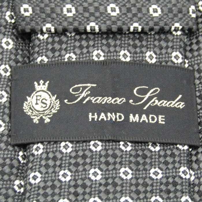 フランコスパダ Franco Spada 日本最高峰ブランド ドット柄 シルク 小紋柄 日本製 ハンドメイド 高級 メンズ ネクタイ グレーの画像4