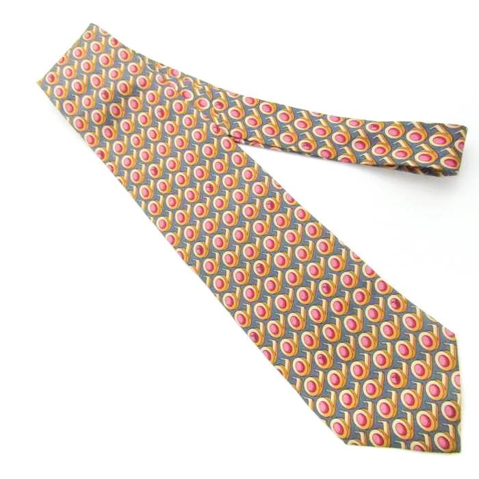 [ beautiful goods ] Trussardi TRUSSARDI fine pattern pattern silk total pattern made in Italy cloth Italy made men's necktie navy 