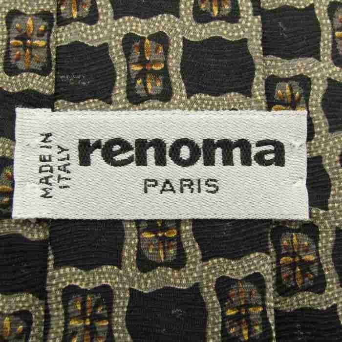 【美品】 レノマ renoma 小紋柄 シルク 総柄 格子柄 イタリア製 メンズ ネクタイ ネイビー_画像4
