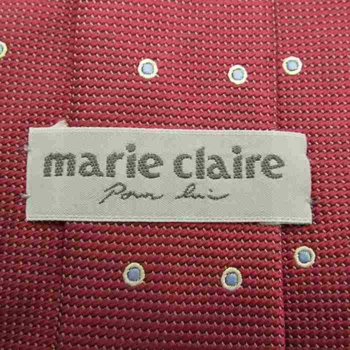 【美品】 マリクレール marie claire ドット柄 シルク 小紋柄 日本製 メンズ ネクタイ レッド_画像4